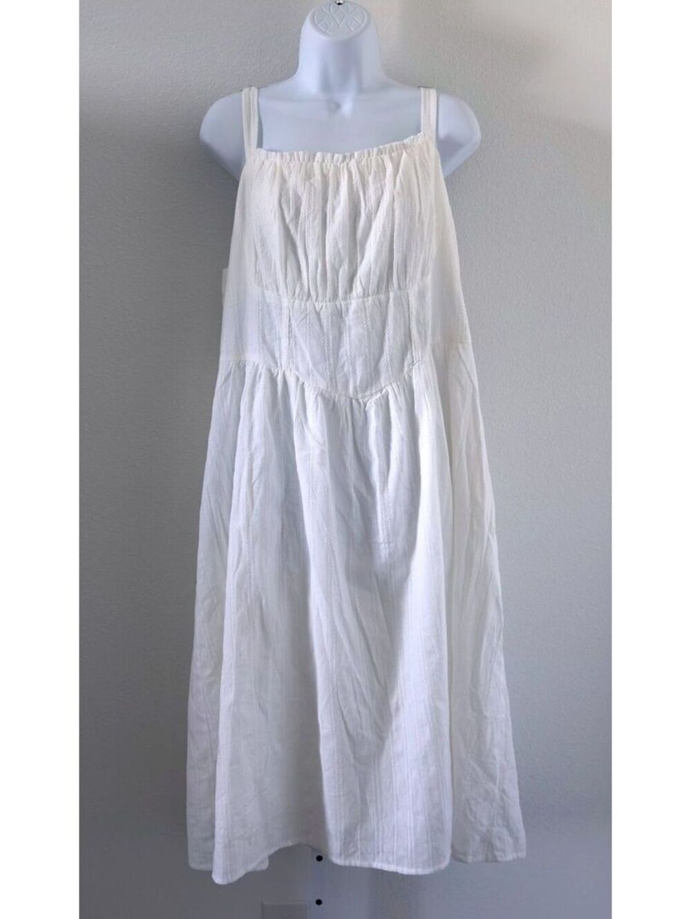 Wild Fable White Dropped Basque Waist Midi A-Line Dress Women Size XXL